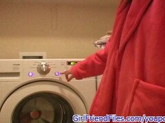 Girl rides washing machine Thumb