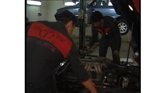 Nasty brunette double fucked in car shop Thumb