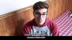 Latin nerd gets big dick jerked off by oily hand Thumb