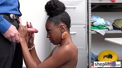 Ebony teen got caught by a nasty cop with big hard cock Thumb